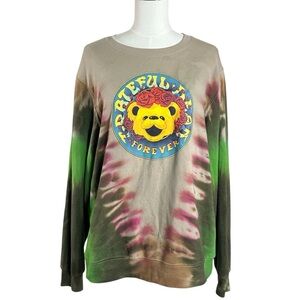 Grateful Dead Forever Grateful Tie Dye Crewneck Sweatshirt Size XL Teddy Bear
